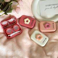 Contact Lenses Box Lens Case Cute Girl Pink Flower for Eyes Care Kit Women Portable Glasses Case Holder Container Gift