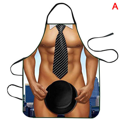 Funny Muscle Man Kitchen Apron Sexy Women Cooking Pinafore Home Cleaning Tool
