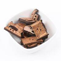 20pcs Mixed Natural Wooden Sewing Machine Shape DIY Wooden Buttons Handmade Accessories Decoration Clothes Needlework 20-30mm Haberdashery