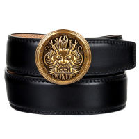 Designer Luxury Belt High Quality Genuine Leather Mens Black Trouser Strap Metal Automatic Buckle Dragon Cowhide Ratchet Belts