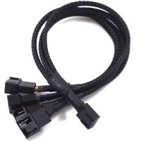 HVJ-4 Pin Pwm Fan Cable 1 To 2/3/4 Ways Splitter Black Sleeved 27cm Extension Cable Connector  Pwm Extension Cables