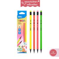 Deli U54600 Graphite Pencil ดินสอไม้ HB ทรง 3 เหลี่ยมสีนีออน แพ็ค 12 แท่ง