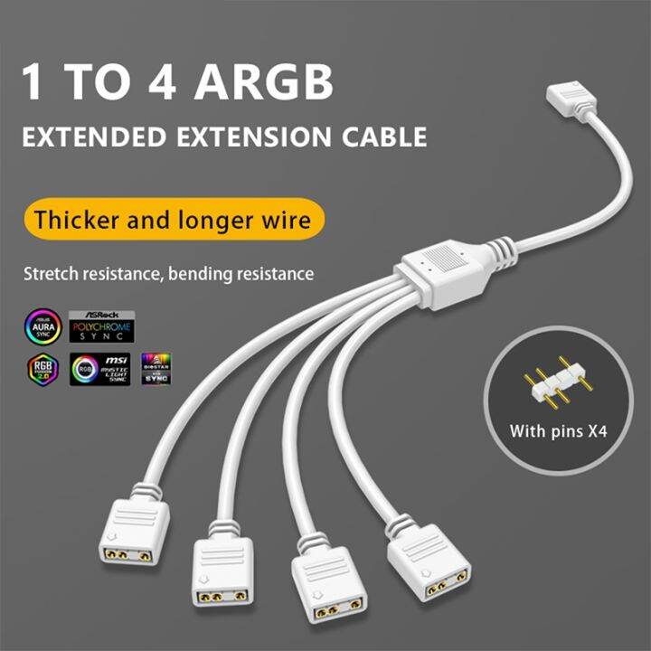 ARGB SYNC Splitter 5V 3Pin ARGB HUB Extension Cable Splitter 1 to 2 3 4