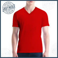 Andymore เสื้อยืด คอวี สีแดง ราคาโรงงาน Cotton 100% เบอร์32 ทรง Body size คอวี ไซส์ S/M/L/XL/XXL