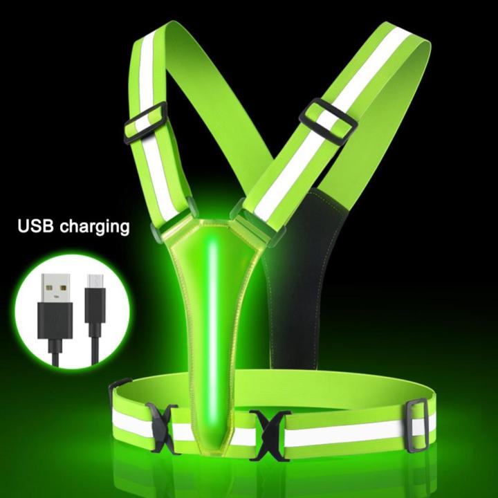 เสื้อกั๊กสำหรับ-usb-ไฟ-led-กลางคืนทำงานตอนกลางคืนแบบสะท้อนแสงชาร์จไฟได้เสื้อกั๊กสวมวิ่งตอนกลางคืนปรับได้เสื้อผ้าสำหรับปั่นจักรยานวิ่งตอนกลางคืนมองเห็นได้ชัดเจนสำหรับเด็กผู้ใหญ่