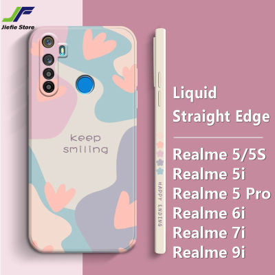 JieFie ดอกไม้กรณีโทรศัพท์สำหรับ Realme 5i / Realme 6i / Realme 7i / Realme 9i / Realme 5 / Realme 5 Pro / 5S แฟชั่นที่มีสีสันจับคู่ Soft TPU ตรงขอบกรณี