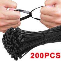 200/100Pcs Nylon Cable Ties Reusable Self-locking Cord Ties Straps Fastening Loop Detachable Home Office Plastic Wire Ties Set Cable Management