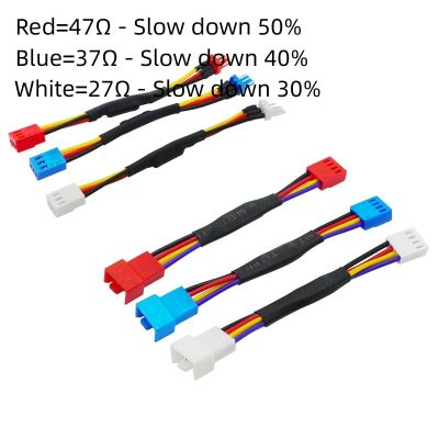 ：“{》 Fan Resistor Cable 3 / 4 Pin Male To 3 / 4Pin Female Connector Reduce PC CPU Fan Speed Noise Resistor Slow Down Cable