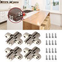 4pcs Invisible Cross Hinge-Hidden Concealed Door Cabinet Folding Table Concealed Hinge Cross Hinge Cabinet Hinges