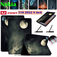 เคสแบบพับบางสำหรับ Nokia T10 2022 8นิ้วแบบตั้งได้ลายแท็บเล็ตท้องฟ้ากาแล็คซี่กล่องกันกระแทกหนัง PU พับได้สมาร์ท