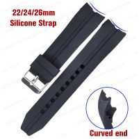 “：{ Curved End Diving Soft Silicone Strap 22Mm 24Mm 26Mm Universal Men Sport Waterproof Ruer Watch Band Black Bracelet Wrist Band