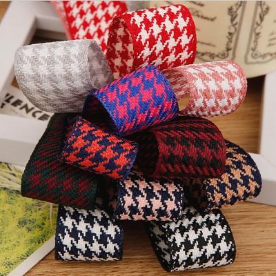 5 yards 1" 25MM/1.5 38MM Cotton Linen Lattice Printed Grosgrain Ribbons For Hair Bows DIY Handmade Materials Y202081103 Gift Wrapping  Bags