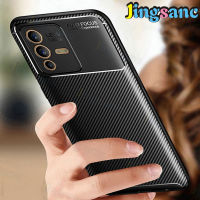 Jingsanc เคสโทรศัพท์สำหรับ VIVO V23 5G,เคสเกราะกันกระแทกลายนิ้วมือบางพิเศษทำจาก TPU นิ่มคาร์บอนไฟเบอร์หรูหรา