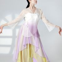 ✆ Body Rhyme Gradient Gauze Chinese Dance Elegant Top Female Performance Clothing Practice Clothing Cardigan Classical Dance Clothing