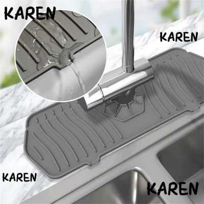 ☑﹍㍿ KAREN Washable Silicone Drain Pad Bathroom Drying Faucet Wraparound Faucet Absorbent Mat Kitchen Tool Sink Water Prevent Bathroom Accessories Dish Drying Pads Water Splash Guard Splash Catcher