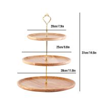 C9GA ถาดไม้เก็บของคัพเค้ก2/3เค้กหลายชั้นชั้นวางขนมหวานถาดเสิร์ฟ S61