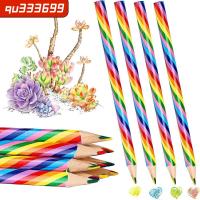 QU333699เครื่องเขียนดินสอสีไม้แบบไล่ระดับสี8ชิ้นสีรุ้งดินสอที่มีคุณภาพสูง4สีดินสอวาดรูปสำนักงานโรงเรียน2แพ็ก