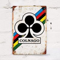 Colnago ดีบุกโลหะย้อนยุคปั่นจักรยานแผ่นลงนามตกแต่งผนังโปสเตอร์ศิลปะโทรมเก๋