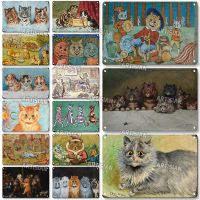 Louis Wain Cat ป้ายโลหะแผ่นตกแต่งตลกสำหรับตกแต่งผนังในโรงรถบาร์ผับคลับโรงแรมคาเฟ่หรือการออกแบบห้องครัวช่าง