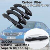 Haywood1 4 Exterior Carbon Door Handle Cover Catch Trim Car Accessories for Skoda Octavia Fabia 3 MK3 Super B8 Kodiaq 2014 2019