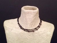 สร้อยคอ 3 ชั้น สีดำ ลูกปัด หินน้ำตาล สร้อยคอแฟชั่น โชกเกอร์ สร้อย Brown Black Beads stone choker necklace necklaces