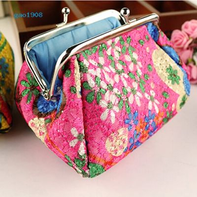 Gao+ashion Cute Flowers Embroidered Case Wallet Card Keys Pouch Coin Purse