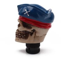 รถหัวเกียร์จับเกียร์ Shift Knob Manual Shifter Shift Lever Knob Universal Fit Handke ครอบคลุมหมวกสีฟ้า Skull Head Style