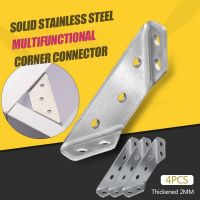 ๑☋✖ 4Pcs Universal Furniture Corner Connector Stainless Steel Angle Brackets For Shelf Cabinet Fastener Triangular Support Furniture