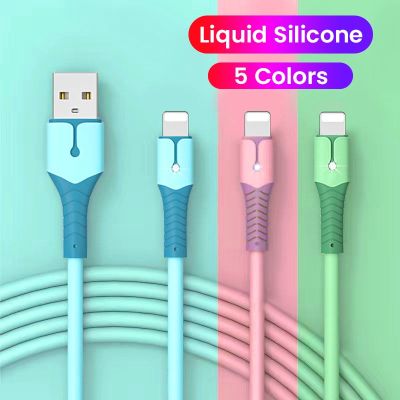 USB Data Cable For iPhone 14 13 12 Mini Pro Max X XR 11 8 7 6s Liquid Silicone Charging Cable USB Data Cable Phone Charger Cable Wall Chargers