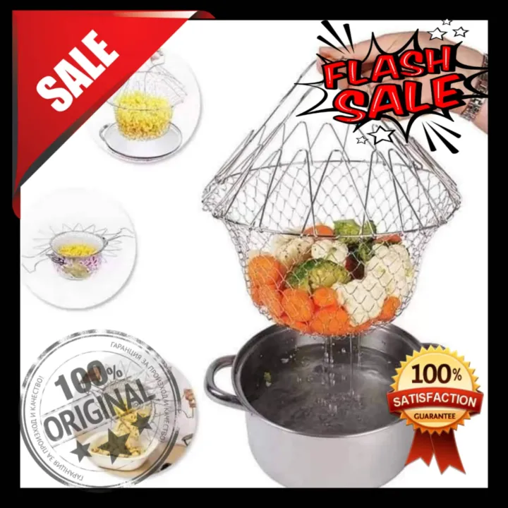 UNI BEST SELLING Drainage Rack for Fried Food and Fruits Foldable Steam Frying Basket