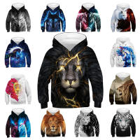 Lion And Wolf 3D Boys Hoodies Teenagers Oversized Spring Sweatshirt for Boy 4-14 Years Christmas Hoodies Kids Sweatshirt Clothes