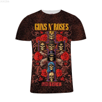 2023 NEW Mens Rock Gun And Rose 3d Printed Short Sleeve T-shirt fashion