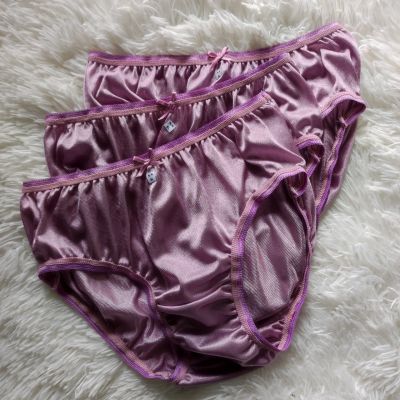 กางเกงในบิกินี่ สีกะปิ ผ้าวาโก้ นิ่มลื่นกางเกงในผู้หญิง กางเกงไนล่อนเกรดพรีเมี่ยม  แพ็ค 3 ตัว&nbsp;ไซส์ L Purple Bikini Woman Underwear Nylon Briefs สะโพก 32-38 นิ้ว