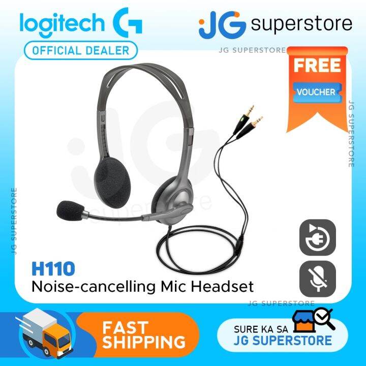 Logitech H110 Wired Stereo Headset Plug & Play Dual 3.5mm Plug Computer