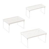 ▩♠☁ 367D White Wire Stackable Shelf Stacking Cabinet Shelf Desk Countertop Storage Holder