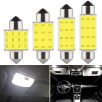 ✿✣ 1 PCS Car C10W Festoon 31mm 36mm 39mm 41mm C5W LED Bulb COB 12V 7000K White Auto Interior Dome Reading Trunk License Plate Lamps