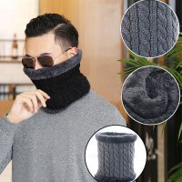 【CW】 Men  39;s Thicken Warm Scarf Snood Soft Knitted Neck Warmers Collar Man Outdoor Windproof Neckchief