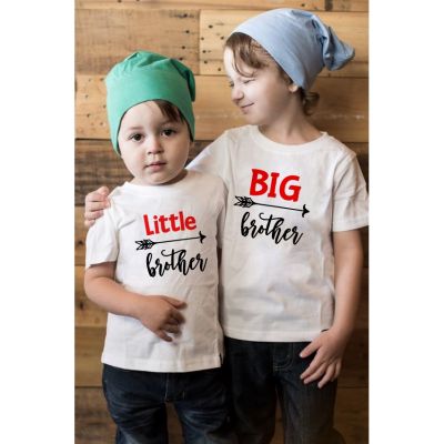 BigLittle Brother Family Matching Clothes Kids Short Sleeve Casual T-shirt Tops Outfits Baby Boy Tees Shirts Clothes