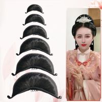 LEMONCUTE เครื่องแต่งกายโบราณโบราณ การถ่ายภาพสำหรับถ่ายภาพ สีดำสีดำ วิก Hanfu เครื่องมือจัดแต่งทรงผม ผ้าโพกศีรษะแบบดั้งเดิม วิกผมเจ้าหญิง หมวกวินเทจ สไตล์โบราณ ครัวซองต์มวย กิ๊บติดผมแตร กระเป๋าวิกนางฟ้า บันผมคอสเพลย์ Hanfu