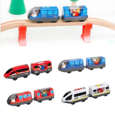 รถไฟชุดรางรถไฟของเล่นของเล่นเด็กแบบสนุกไม้แม่เหล็กใช้ร่วมกับแบตเตอรี่ของ Brio ได้