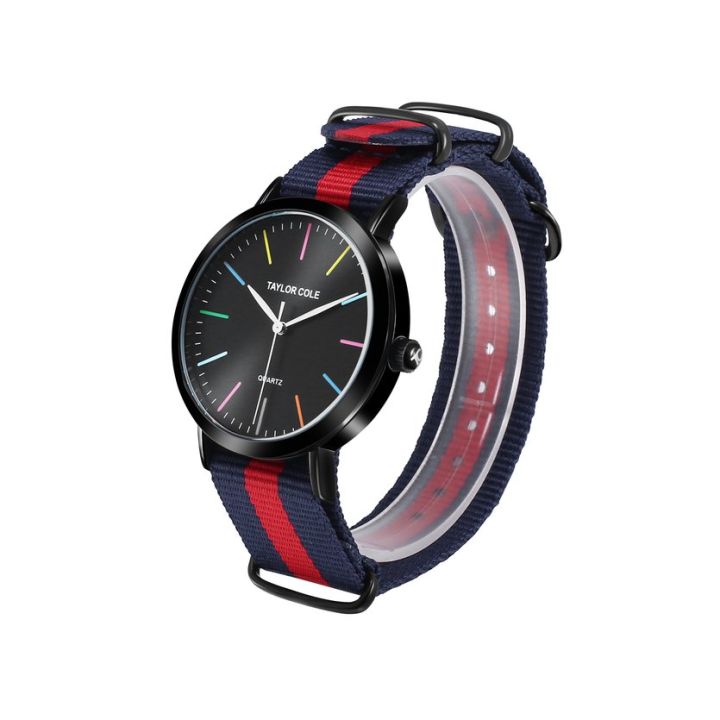 top-นาฬิกาควอตซ์ปี1218-1-นาฬิกาข้อมือแฟชั่นสายไนลอนนาฬิกาควอตซ์สวมใส่สบายมือสำหรับตกแต่ง