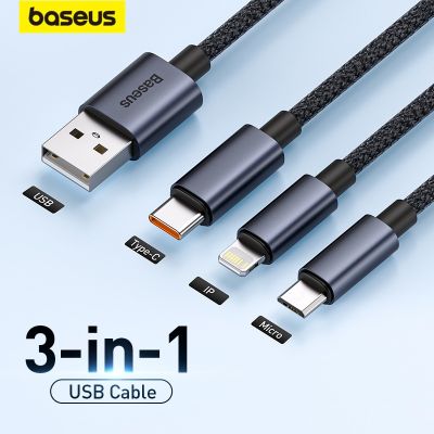 Baseus 3 In 1 USB Type C สำหรับ Mi 9สำหรับโทรศัพท์13 12 11 R ข้อมูล Micro USB ข้อมูล USB