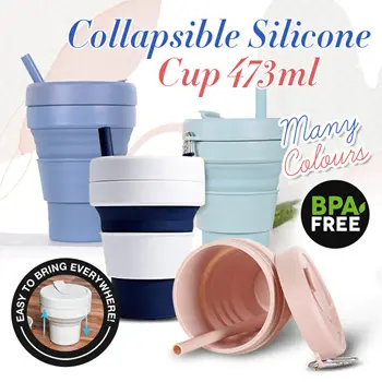 Collapsible Water Cup Mug, Set Of 4 Travel Cup Camping Mug With Lid,  Collapsible Silicone Travel Mug, Portable, Coffee Mug For Camping Hiking  Picnic