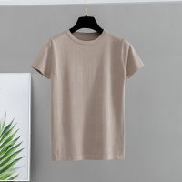 GIGOGOU Basic Cotton Summer T Shirt Women Knitted Short Sleeves Tee Shirt High Elasticity Breathable O Neck Female Top Tshirt