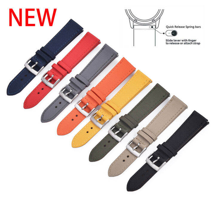 New Design Canvas Nylon Leather Quick Release Watch Strap 18mm 20mm