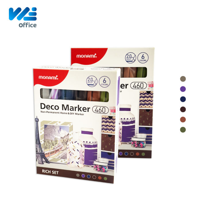 monami-โมนามิ-ปากกามาร์คเกอร์-รุ่น-deco-marker-460-ชุด-6-สี