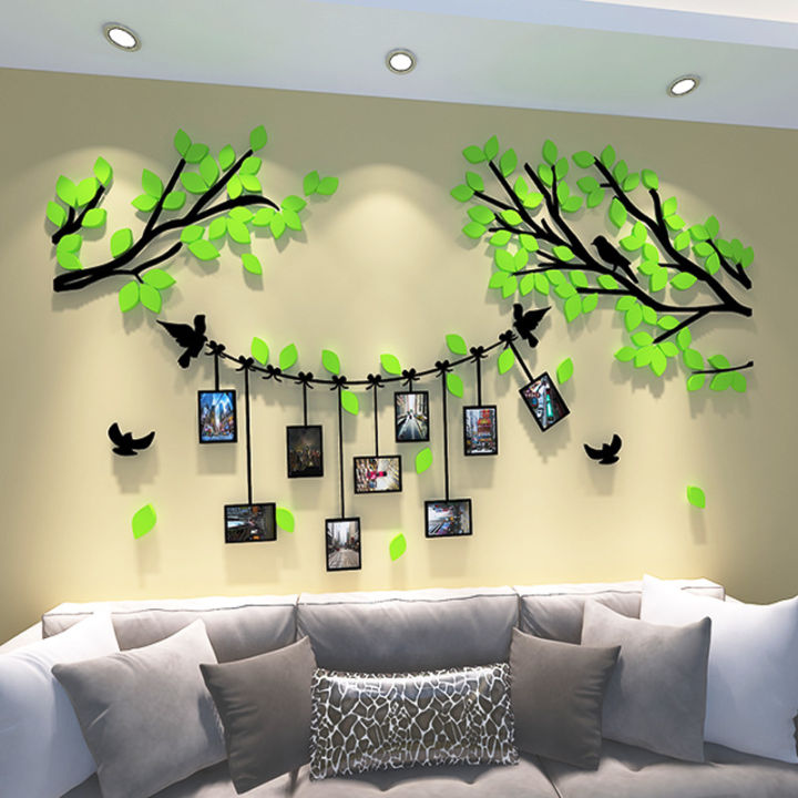 สติกเกอร์ติดผนังอะคริลิกรูปต้นไม้3d-ภาพกรอบรูปสติกเกอร์ตกแต่งข้างเตียงนอนผนังพื้นหลังทีวีห้องนั่งเล่น