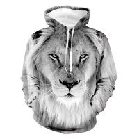 Wolf Lion Animal 3D Graphic Print For Men Boys Hoodies Hooded Long Sleeve Sweatshirt Clothing Autumn Spring Oversized Tops