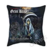 Grim Reaper Rock 3D พิมพ์โพลีเอสเตอร์ปลอกหมอนตกแต่งโยนปลอกหมอนสแควร์ซิปปลอกหมอนของขวัญปลอกหมอน