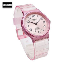 Velashop นาฬิกาข้อมือผู้ชาย ผู้หญิงคาสิโอ Casio Standard สายเรซิ่นใสสีชมพู หน้าปัดสีชมพู รุ่น MQ-24S-4BDF, MQ-24S-4B, MQ-24S, MQ-24, MQ24